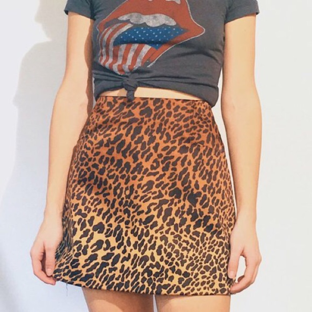 Urban outfitters satin leopard skirt